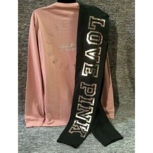 New VS Pink outfit set damsel pink shine tee black shine leggings